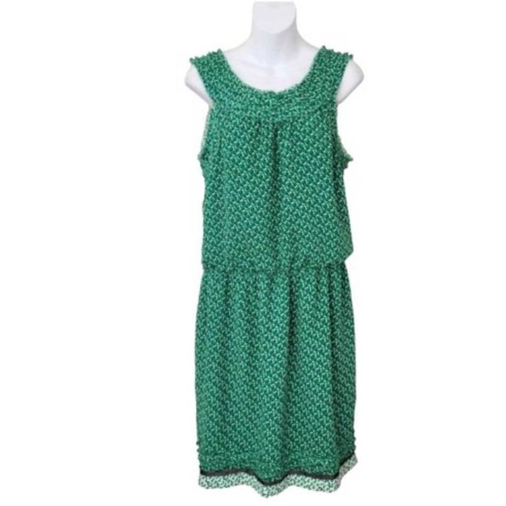 Max Studio Green Printed Sleeveless Elastic Waist Mini Dress Size Large